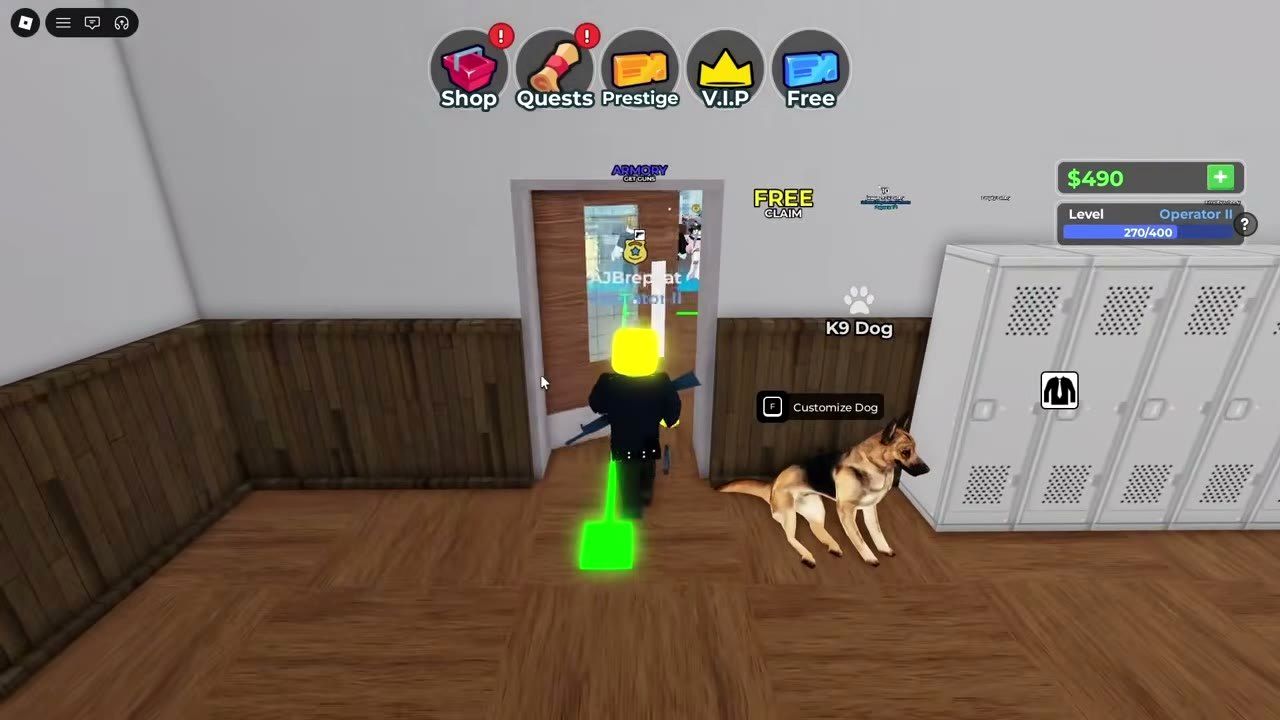 Locker room and shop area of the SWAT simulator lobby