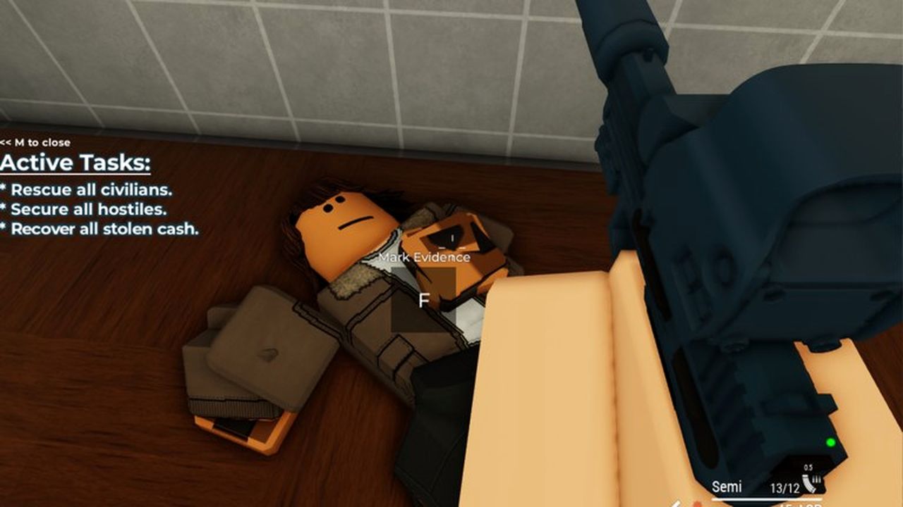 Officers moving through a darkened prison interior