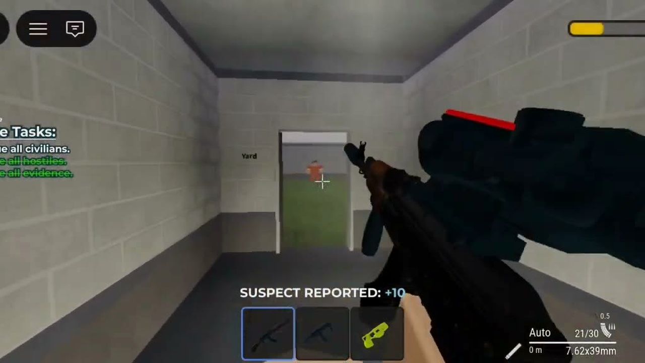 Sighted rifle in a first-person view