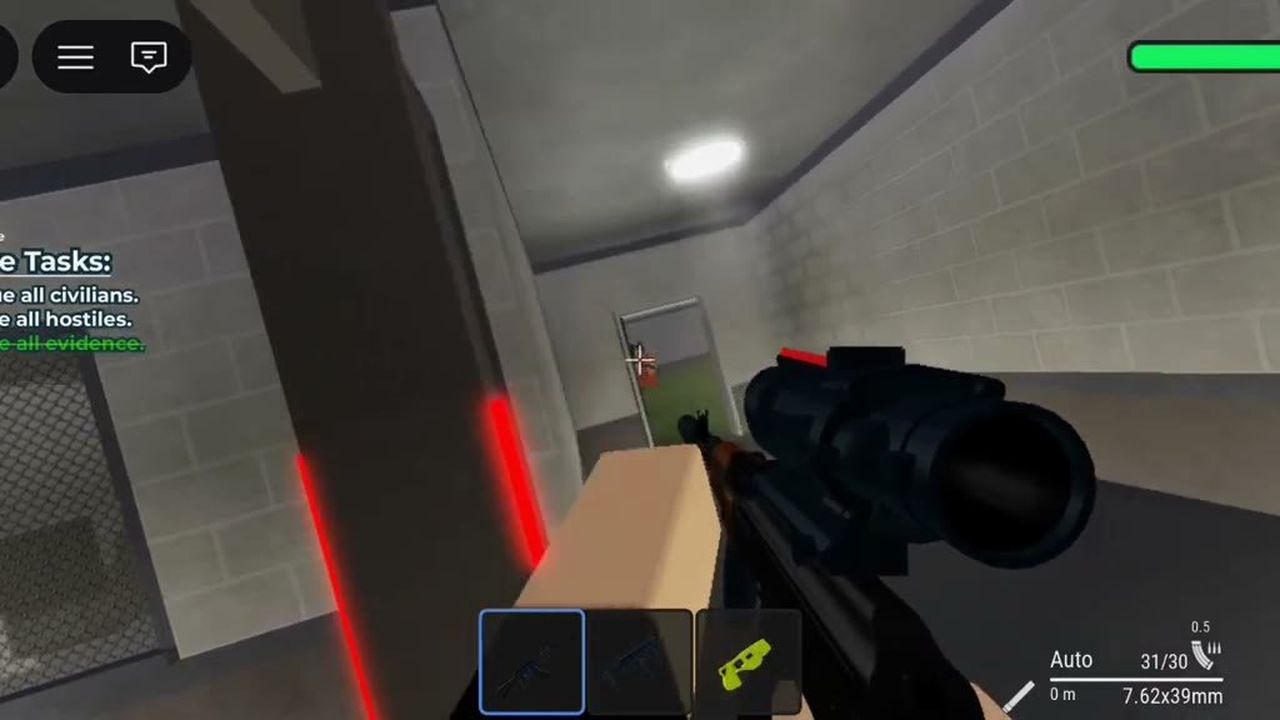 Locker and armoury area with weapon racks